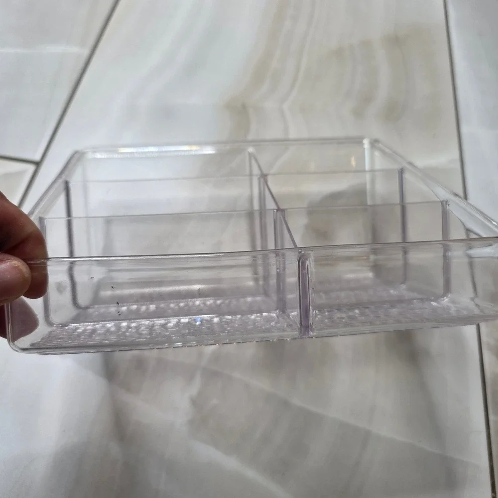 Clear Acrylic 6 Compartment Makeup Organizer Textured Base Vanity Caddy L1